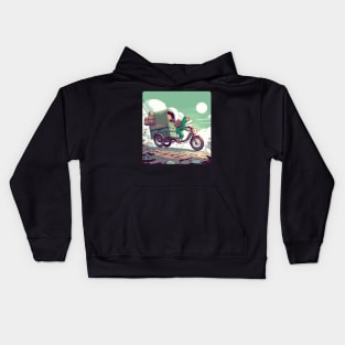 Frog on cargo bike Kids Hoodie